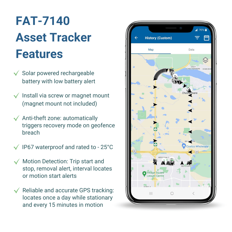 FLEETBridge FAT - 7140, Waterproof, Solar Powered, GPS Asset GPS Tracker, 4G LTE Canada & & US (US Roaming included), 1 Year Device Warranty - FleetBridge Store (FBe)