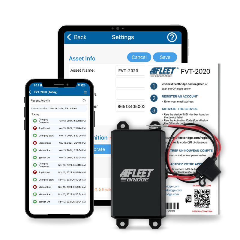 FLEETBridge FVT - 2020 Simple 2 - Wire Waterproof Vehicle GPS Tracker, 4G LTE Canada & US (US Roaming included), 1 Year Device Warranty - FleetBridge Store (FBe)